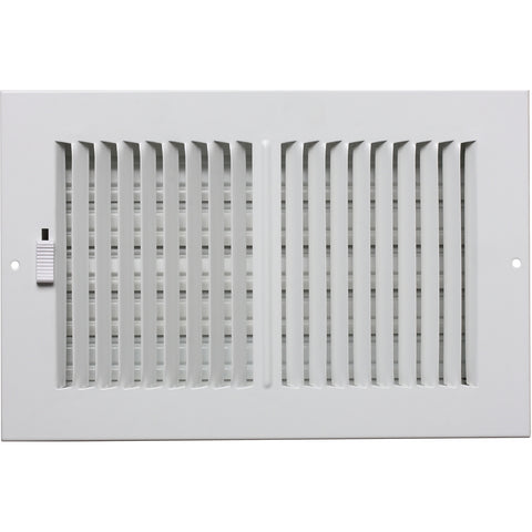 Accord 10 x 30cm White Powder Coated Metal Wall Vent with Adjustable Damper