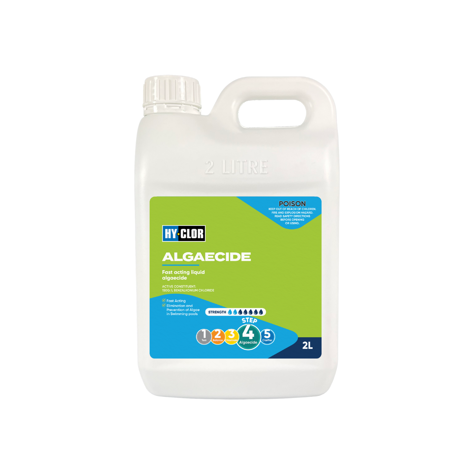 Hy-Clor Algaecide 2L Benzalkonium Chloride Pool Algae Control
