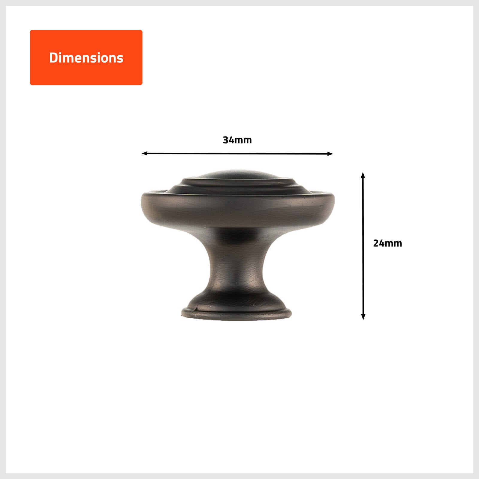 Taskmaster 34mm Gunmetal Round Cabinet Knob - Single, with Screw
