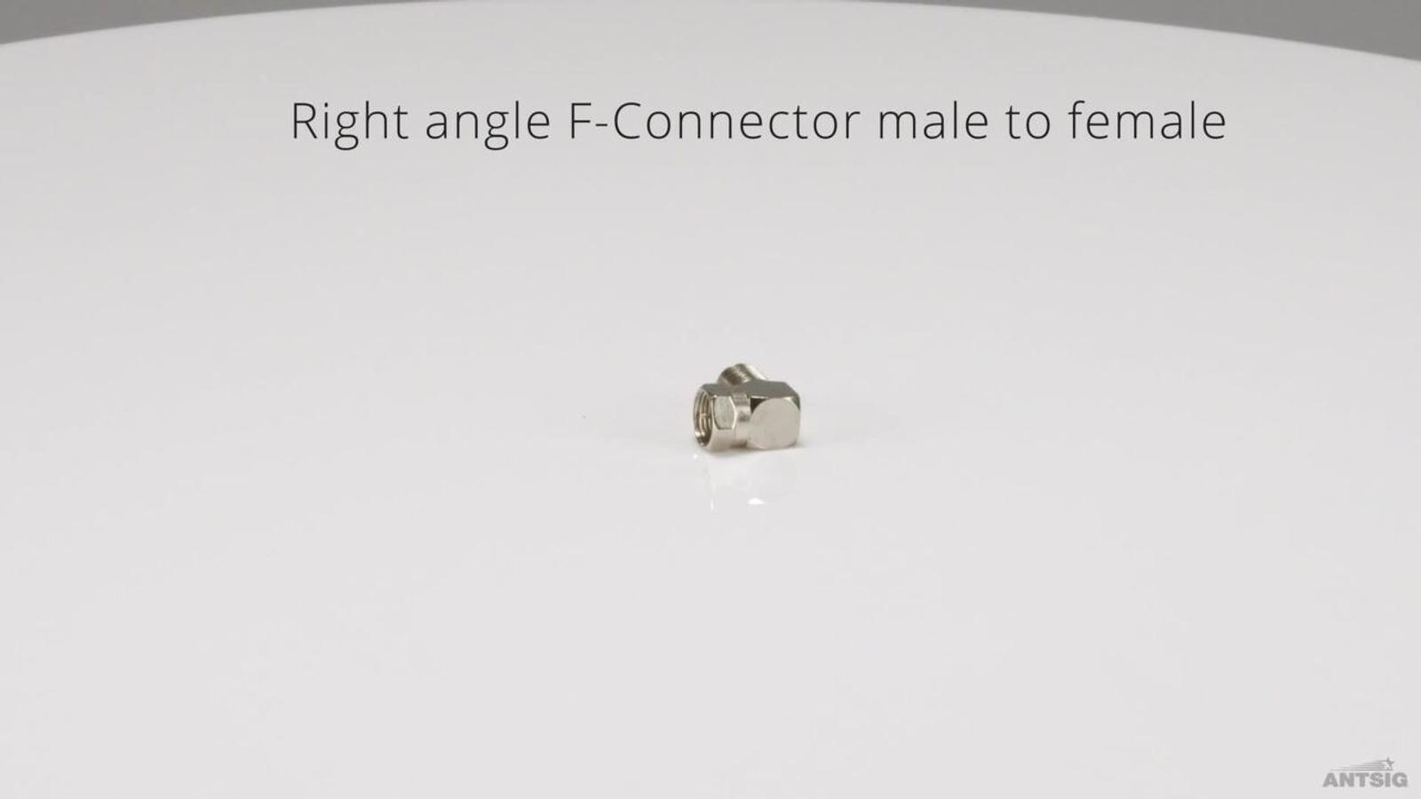 Antsig Right Angle F-Connector Adaptor - Nickel Plated Brass, Male to Female Indoor