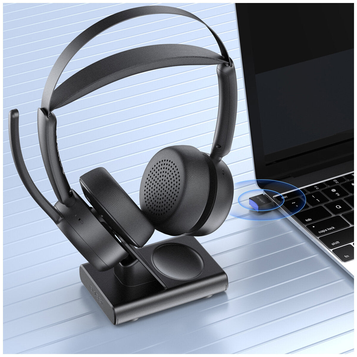 EMEET GeniusCall Wireless On-Ear Headset with Charging Base Black HS80 - SuperSaverAU - view 8