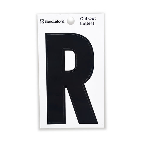 Sandleford 85mm Black Self Adhesive Cut Out House Letter R - Weather Resistant