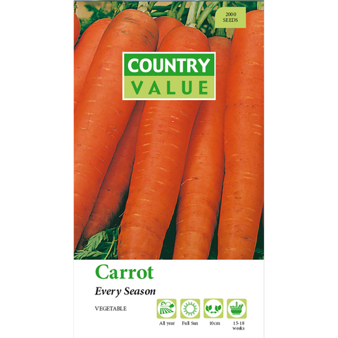 Country Value Carrot Seeds - Every Season - 160 Seeds - Great Flavor - SuperSaverAU - view 1