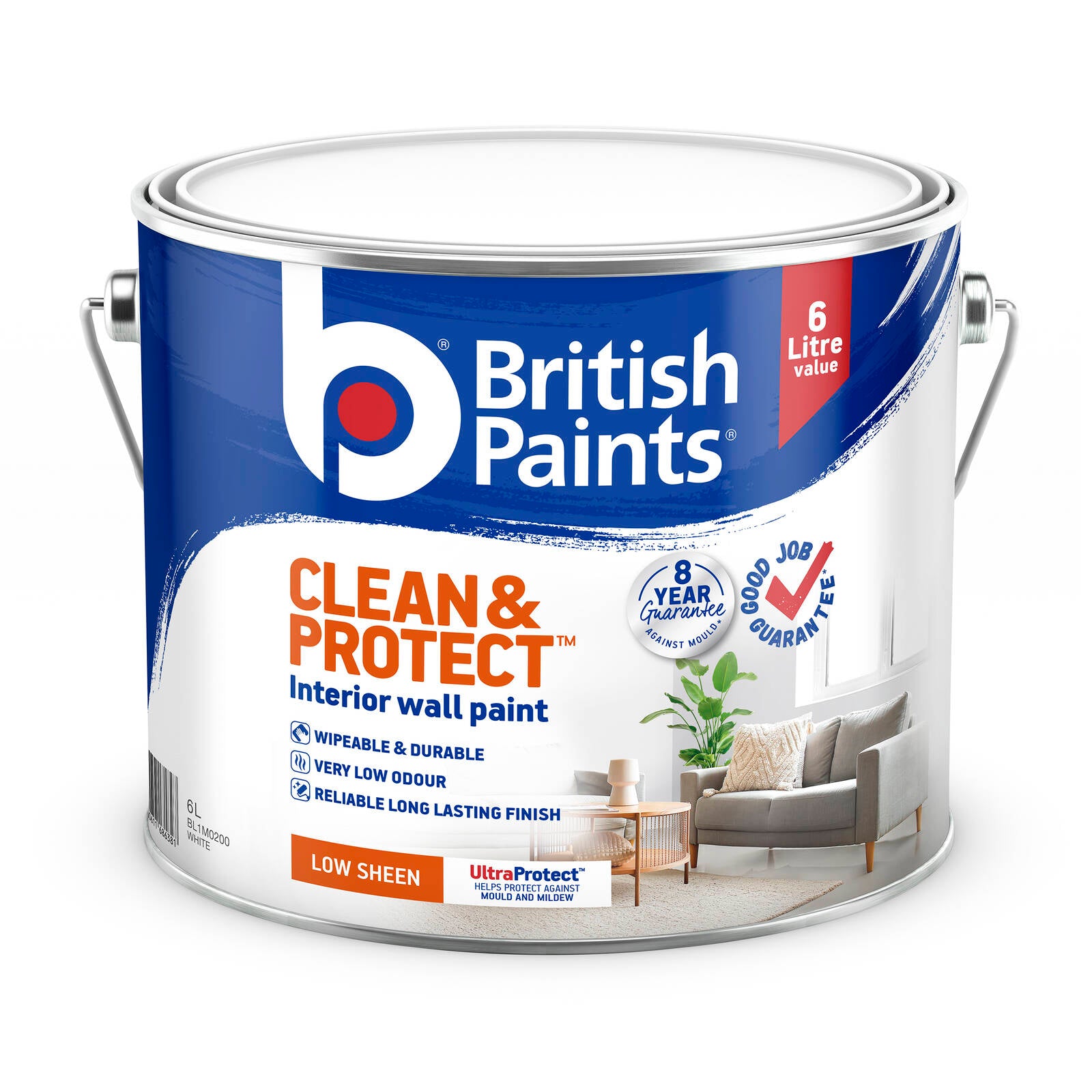 British Paints Clean & Protect 6L Low Sheen White Interior Paint