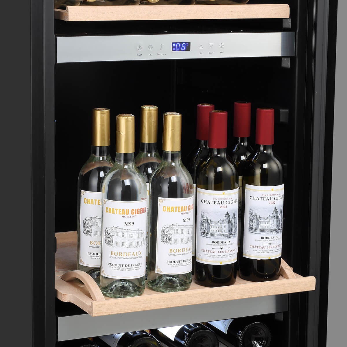 LeCavist 140 Bottle Triple Zone Wine Cabinet 282L - Stainless Steel, Triple Glazed Door - LEK1403ZPVX