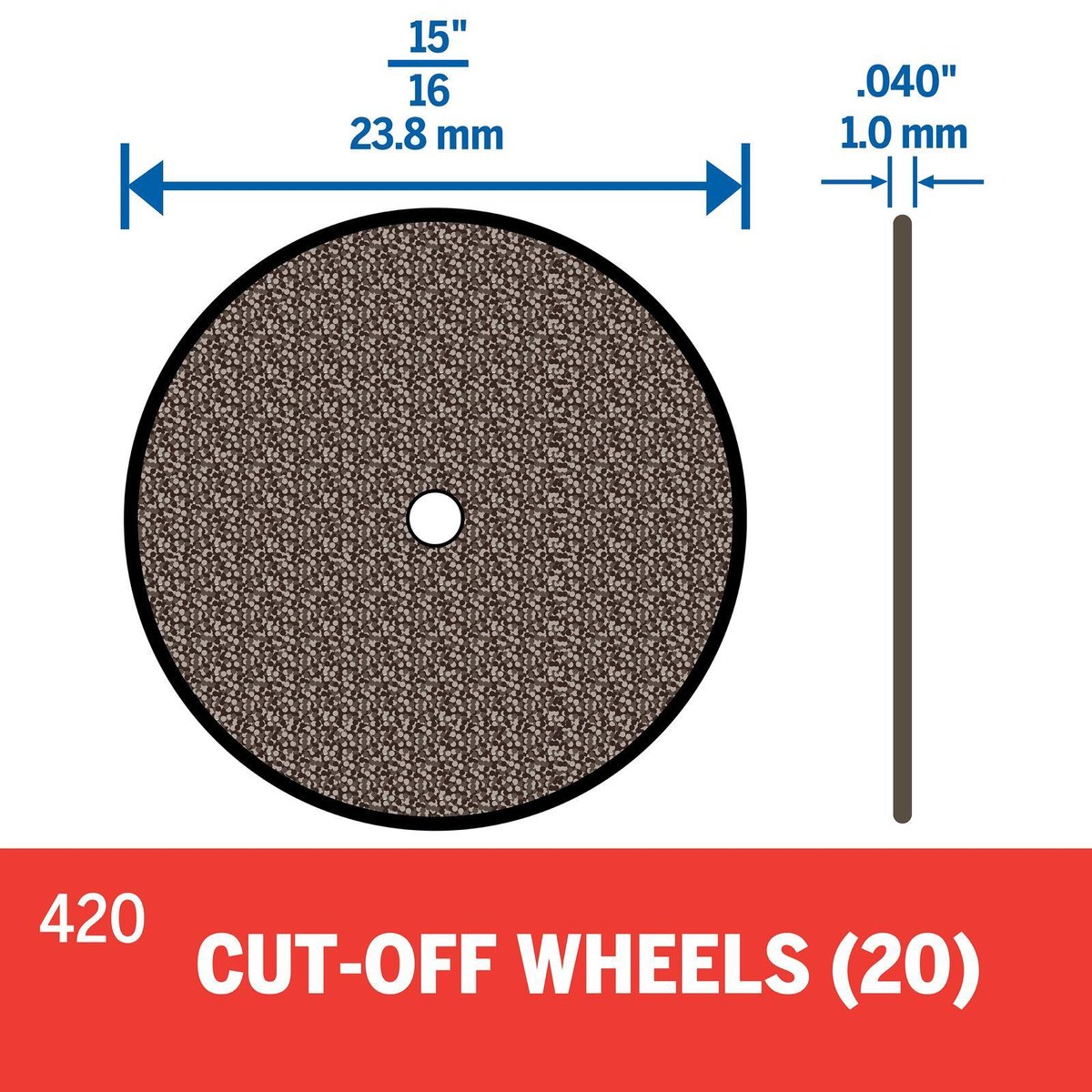 Dremel 24mm Reinforced Cut-Off Wheels 20 Pack (420) - Brown Rotary Tool Cutting Discs