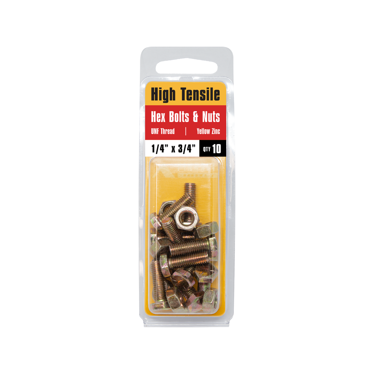 Pinnacle Hex Bolt and Nut 1/4 x 3/4 Yellow Zinc 10 Pack - SuperSaverAU - view 2