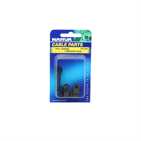 Narva 7.9mm (5/16") Black UV Resistant Nylon Cable Clamps P-Clips 5 Pack
