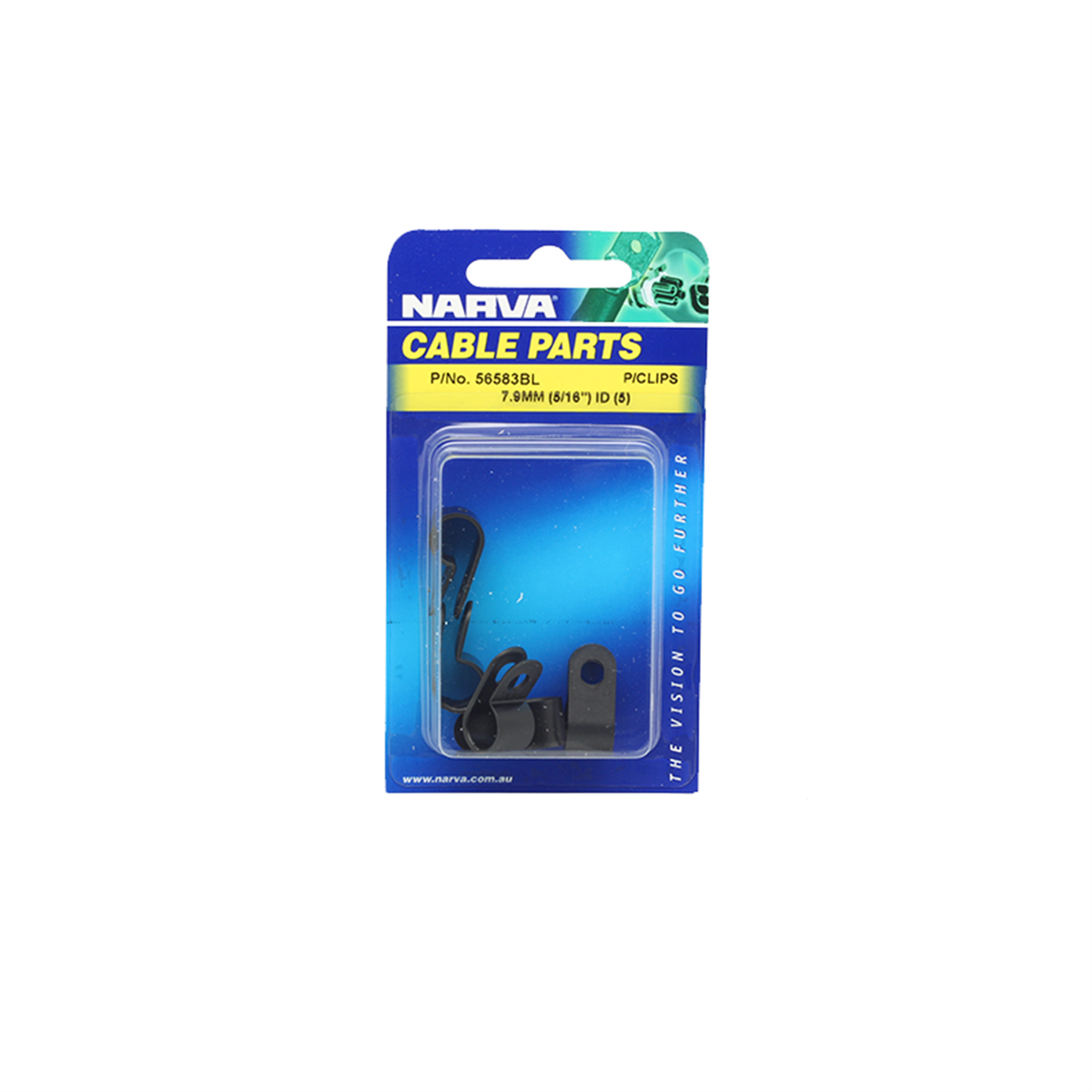 Narva 7.9mm (5/16") Black UV Resistant Nylon Cable Clamps P-Clips 5 Pack