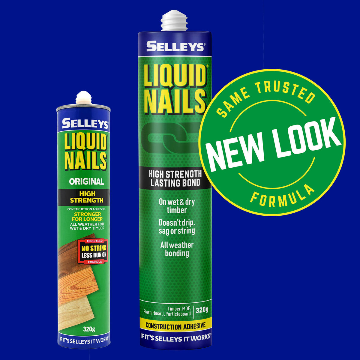 Selleys 320g Liquid Nails Construction Adhesive - Multi-Surface, Less Mess