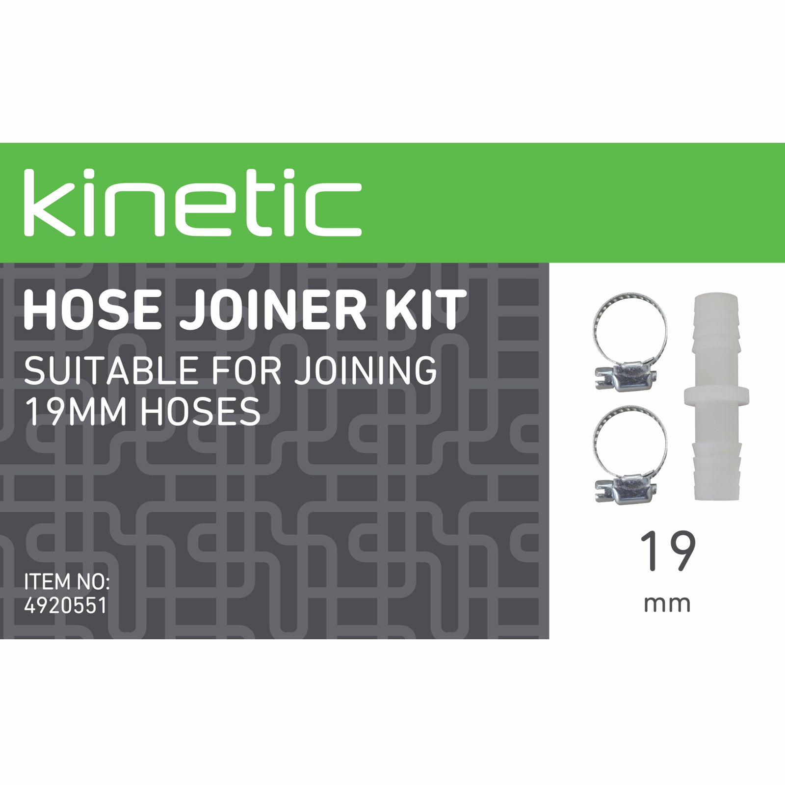 Kinetic 19mm Polypropylene and Carbon Steel Hose Joiner Kit