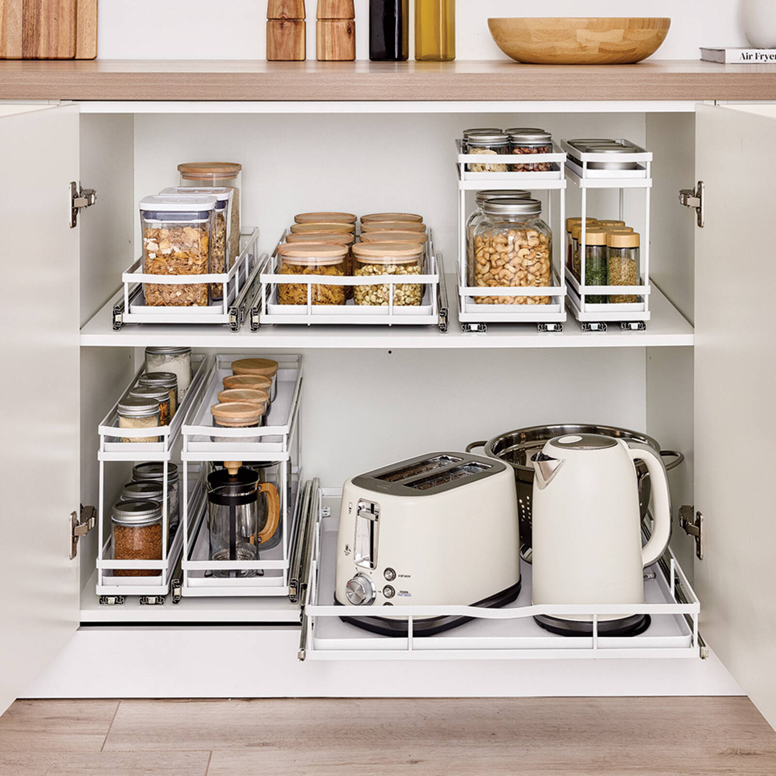 Ezy Storage Forma 2-Tier Pull-Out Drawer White 100 x 500mm
