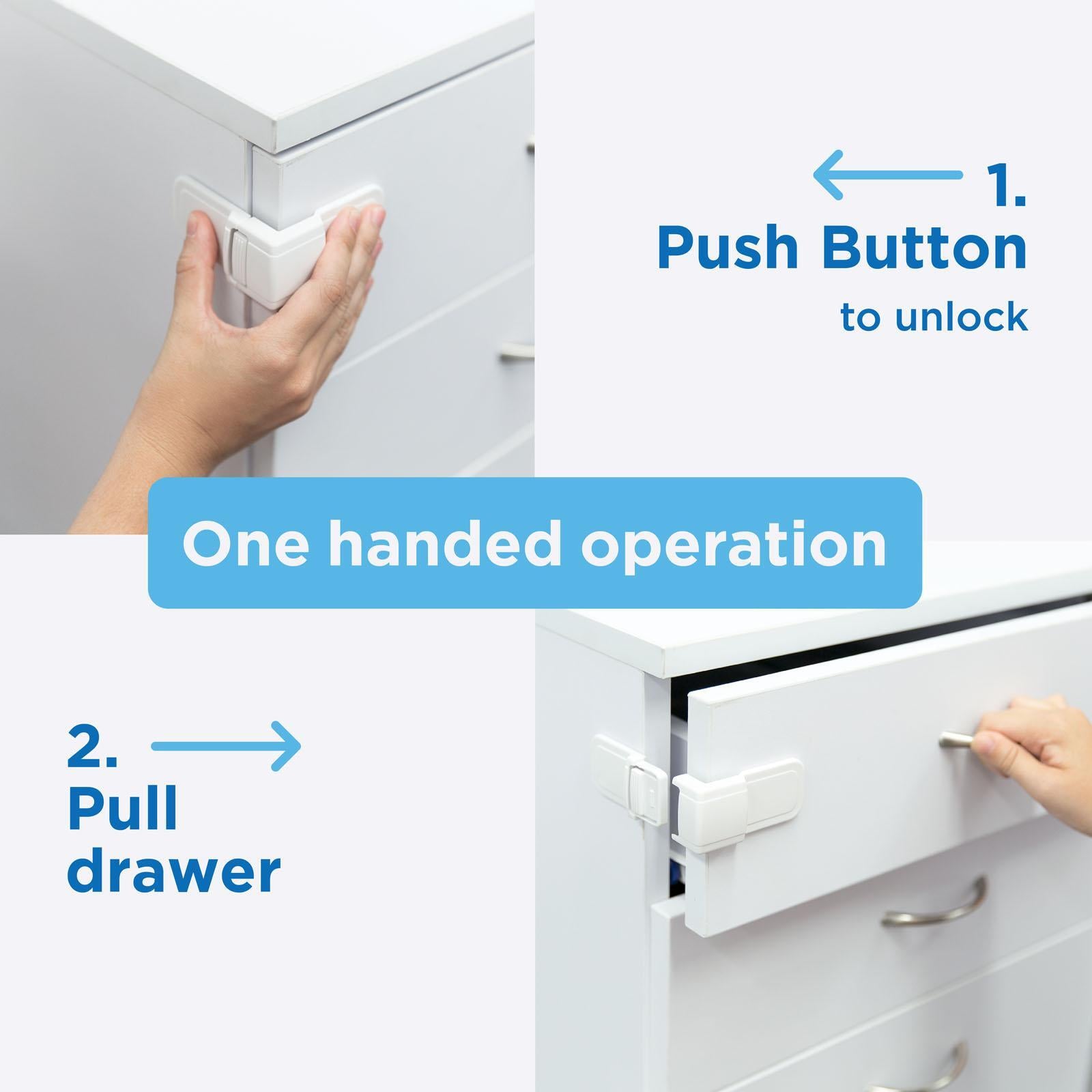 Perma Child Safety Corner Drawer Locks - 4 Pack White