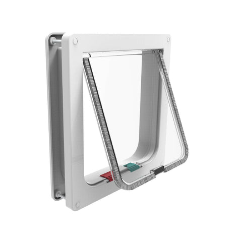 Hakuna Pets Large Cat Flap - White - 235 x 250mm Frame - 4-Way Locking
