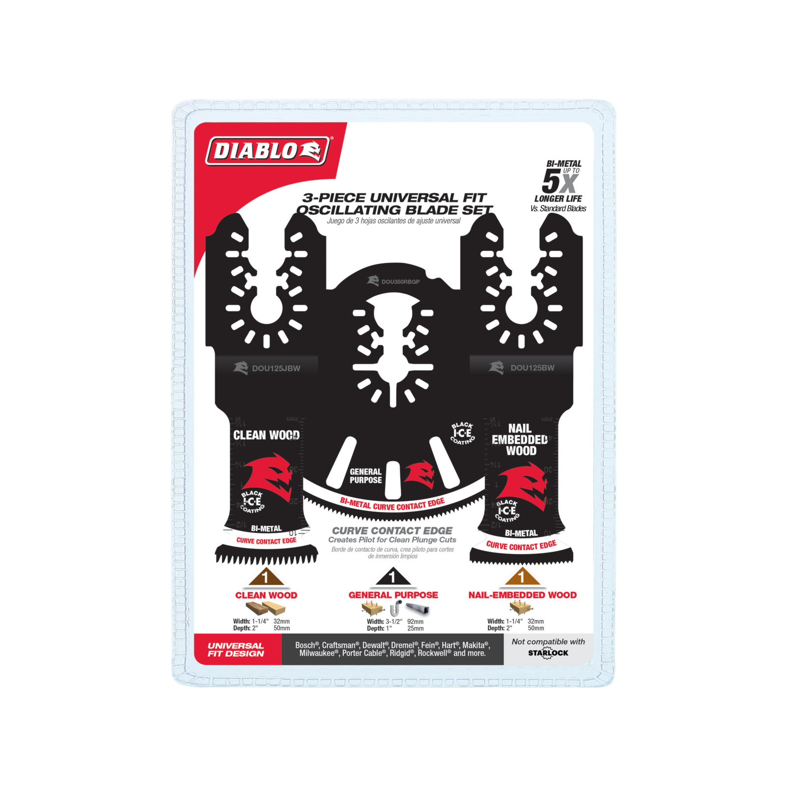 Diablo Universal Bi-Metal Carbide Multi-Tool Blade Set - 3 Piece 2608F02300