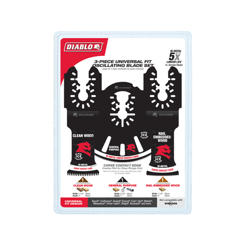 Diablo Universal Bi-Metal Carbide Multi-Tool Blade Set - 3 Piece 2608F02300