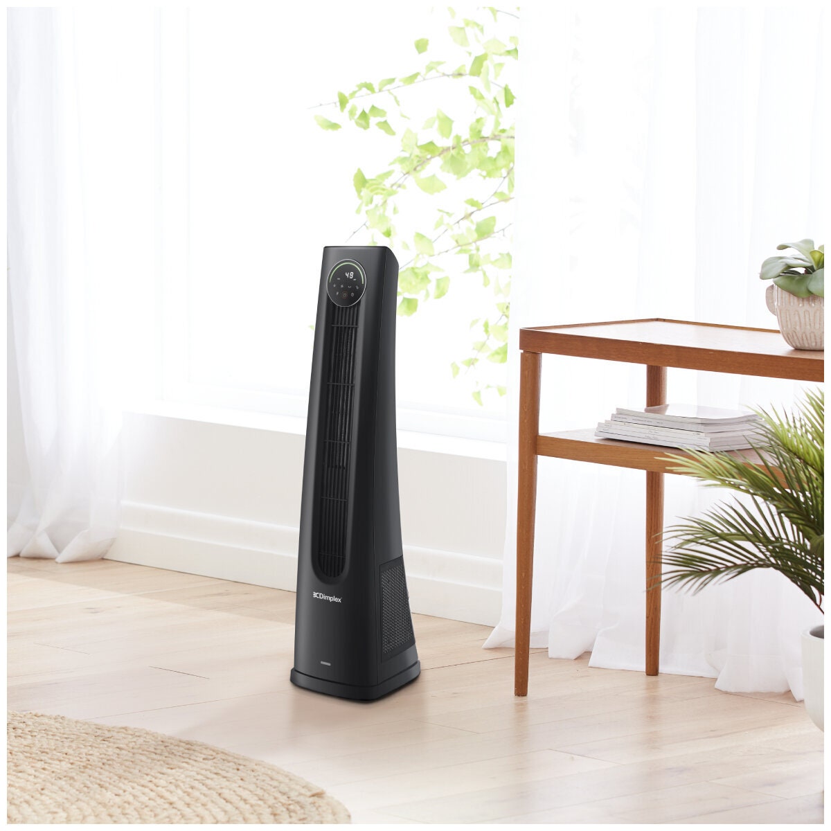 Dimplex Year Round Heat and Cool Purifier Tower Fan - 2000W Heating, 5 Fan Speeds, HEPA-13 Filter - DCTF3HCP