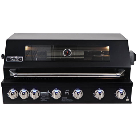Smart Built-In LPG BBQ - Black, Cast Iron Grill Plates, Motorised Rotisserie Kit - 601W-BK