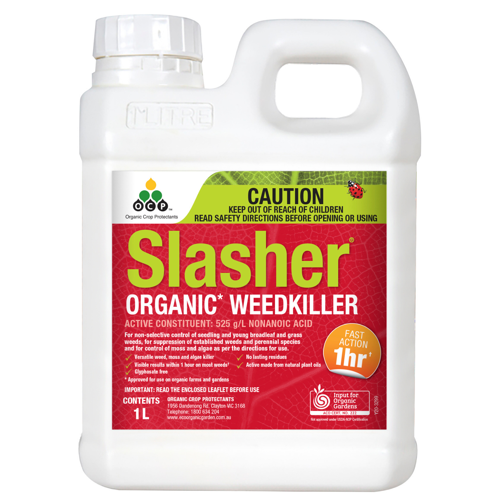 OCP Slasher Weedkiller Concentrate 1L Organic Non-Selective, Veggie Safe