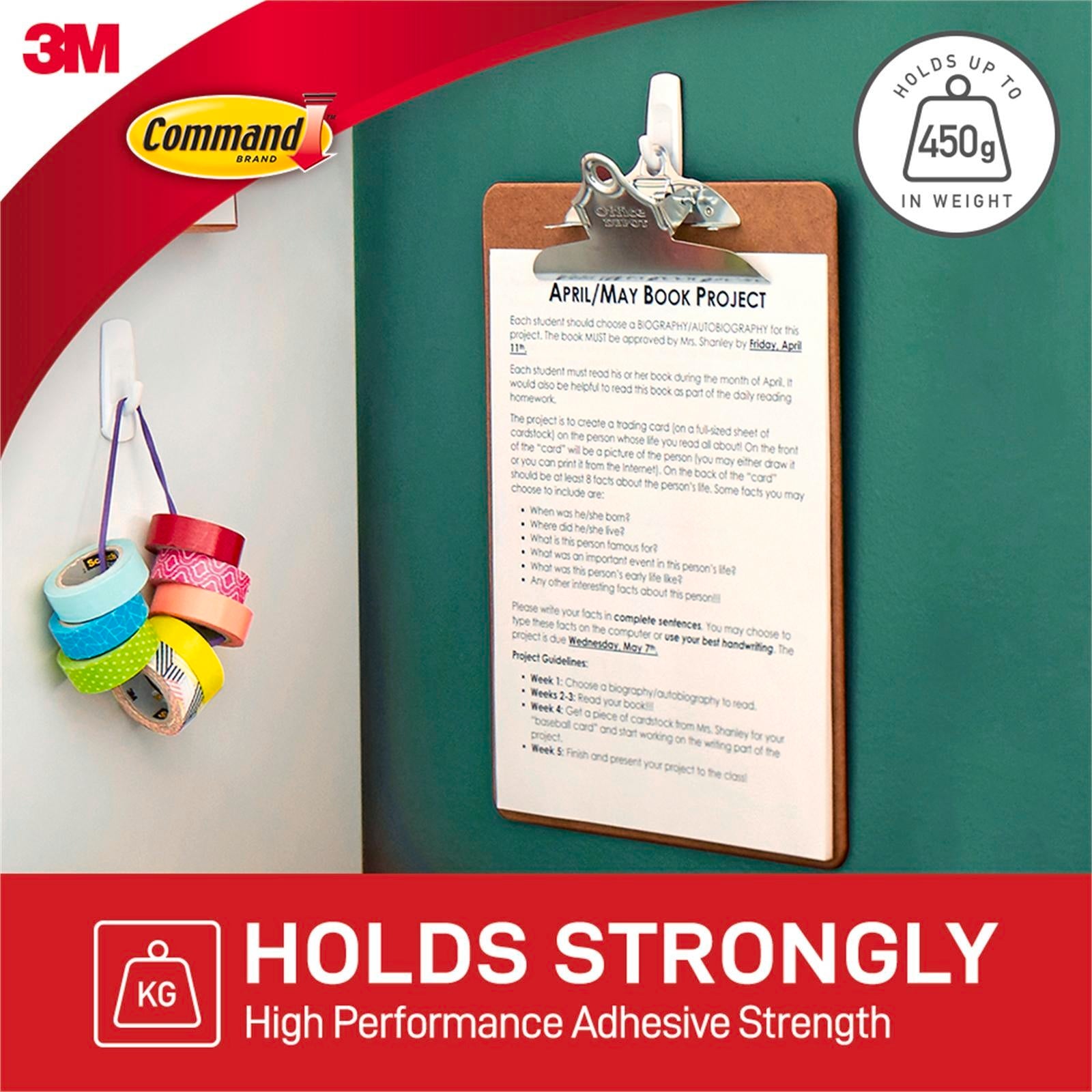 Command Small White Plastic Adhesive Hooks 8 Pack