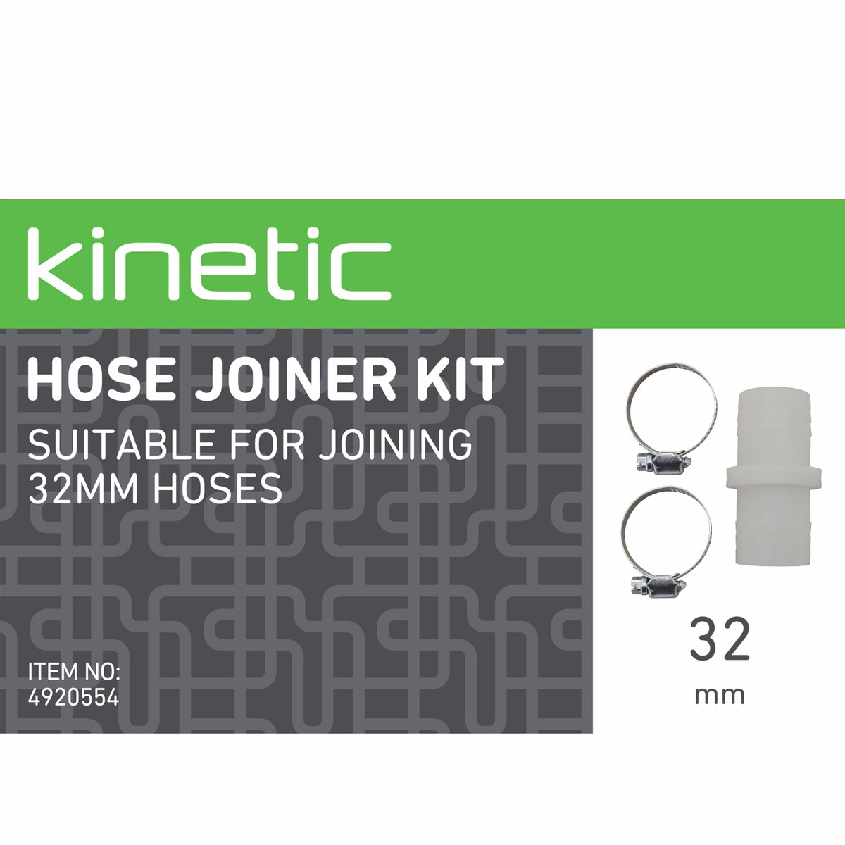 Kinetic 32mm Polypropylene and Carbon Steel Hose Joiner Kit