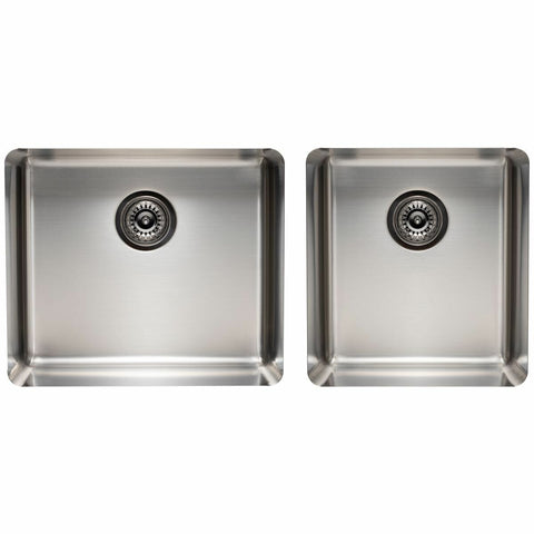 Titan Large and Medium Bowl Sink - Brushed Steel, 18/10 Stainless Steel, No Drainer - TSSS4052
