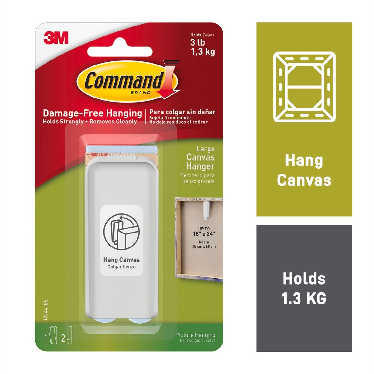Command Large White Adhesive Canvas Hanger 1.3kg Damage-Free