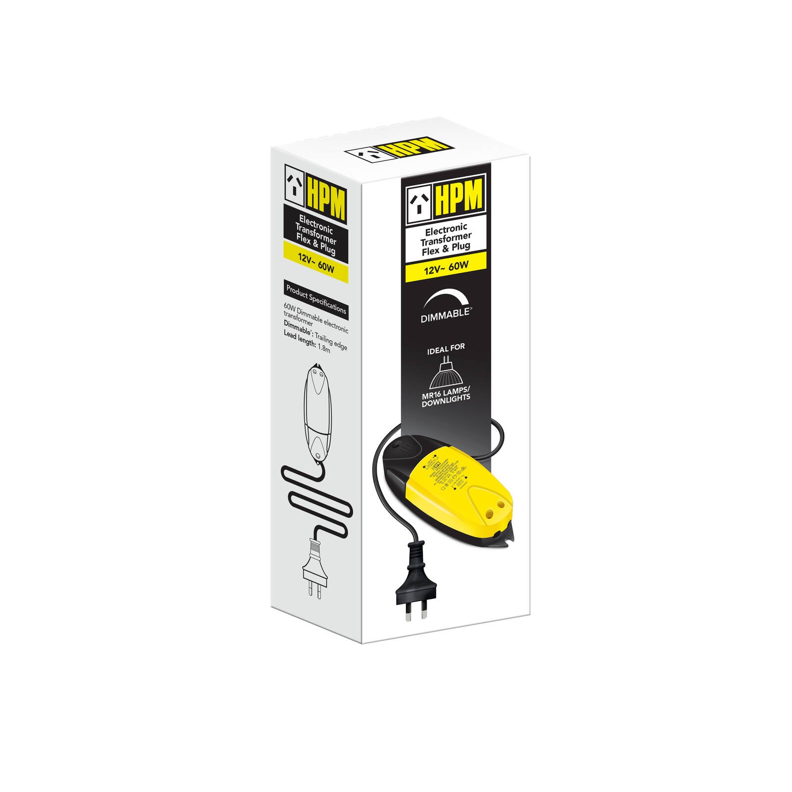 HPM Cougar 60VA 12V Downlight Transformer with Flex and Plug MTECOUGAR60P