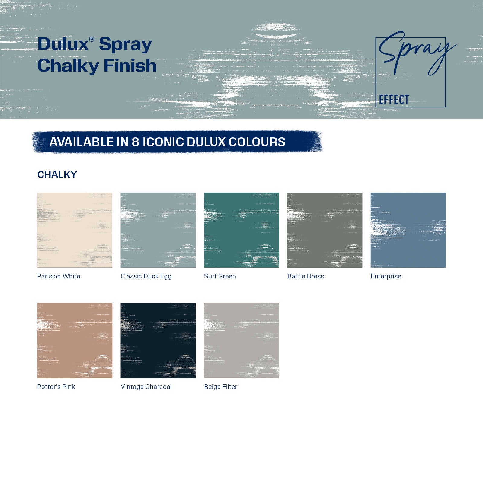Dulux Chalky Classic 340g Duck Egg Blue Spray Paint, Matte Chalk Finish for Furniture & Decor
