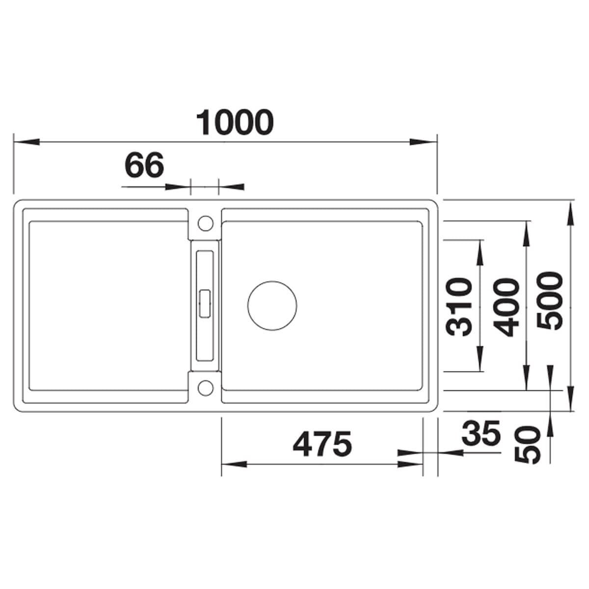 Blanco Adira XL 6S Silgranit single bowl sink with drainer - White, integrated drainboard, reversible - 528132