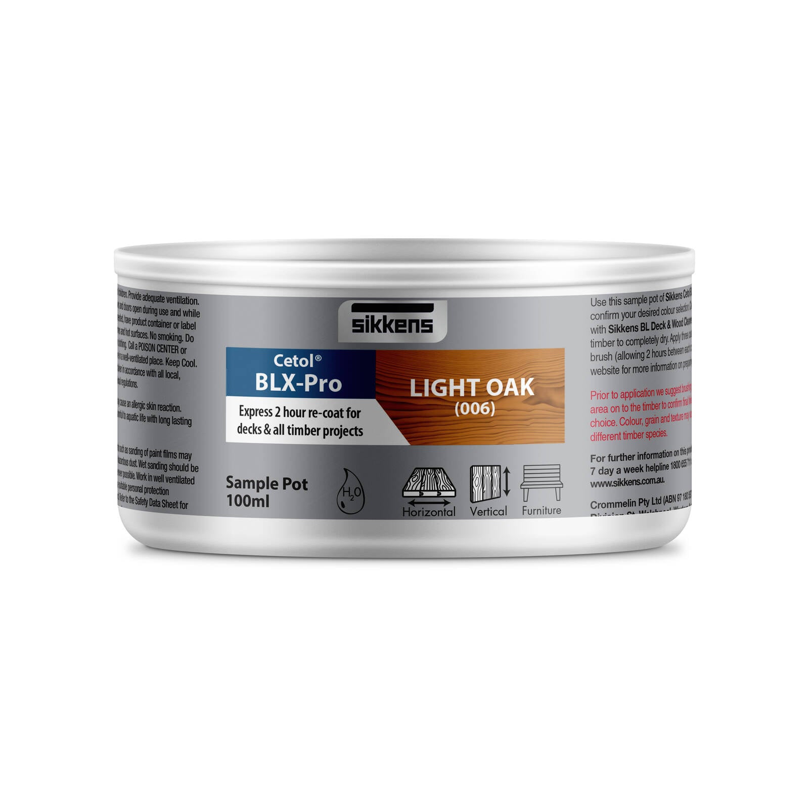 Sikkens Cetol BLX-Pro Light Oak Timber Stain 100ml - Water-Based UV Resistant Satin Wood Finish