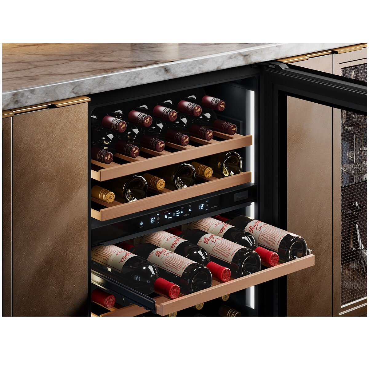 Vintec 40 Bottle Dual Zone Wine Fridge - Black, UV-Protected Glass Door, Inverter Compressor - VWD820SCB-X