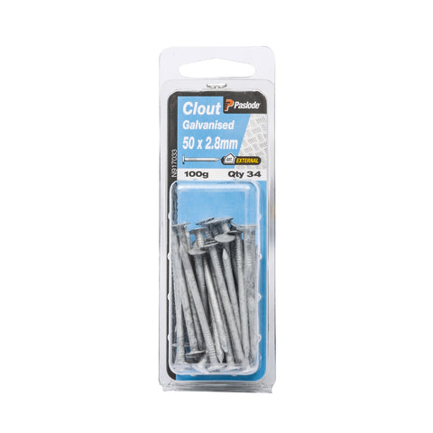 Paslode Galvanised Clout Nails 50 x 2.8mm 100g - 34 Pack