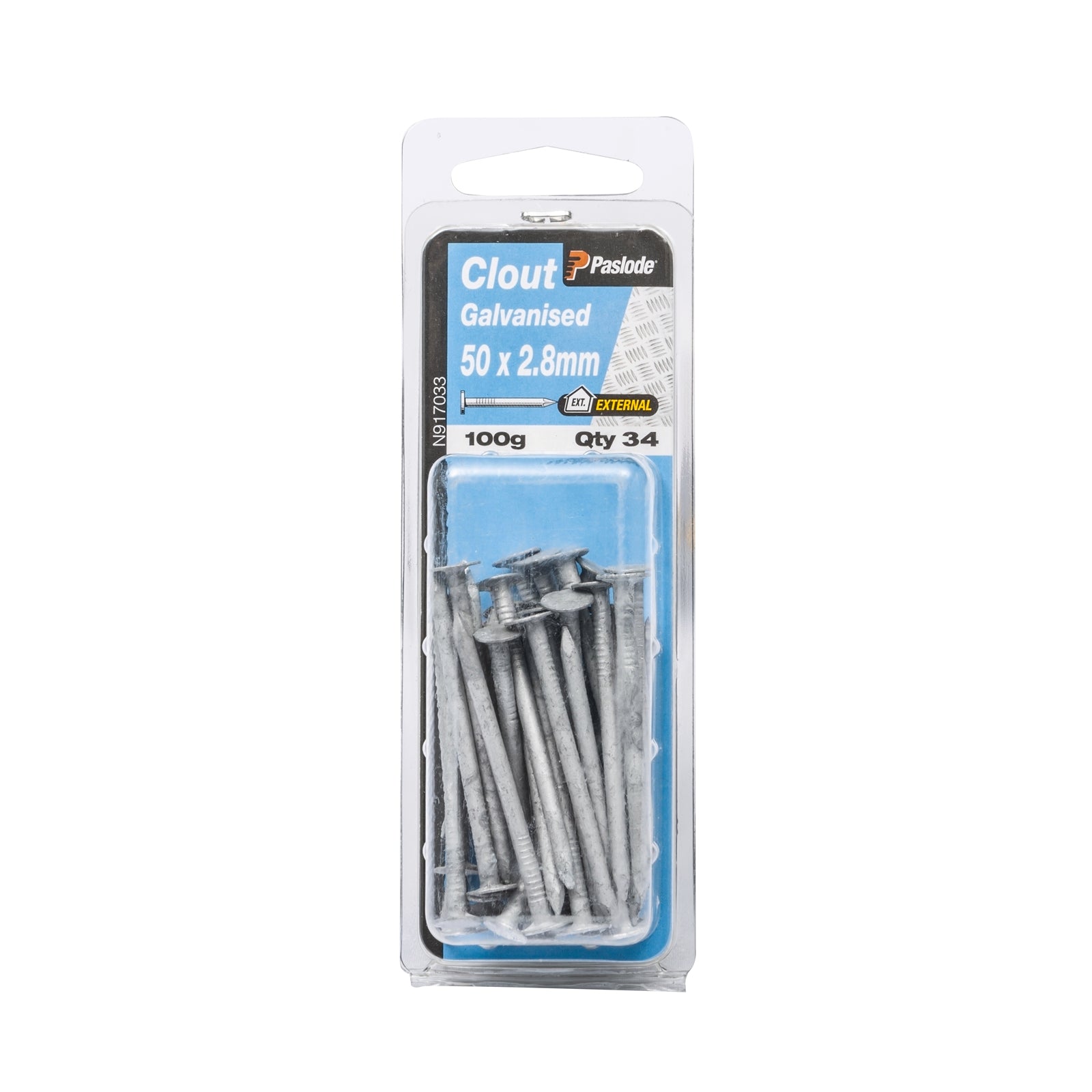 Paslode Galvanised Clout Nails 50 x 2.8mm 100g - 34 Pack