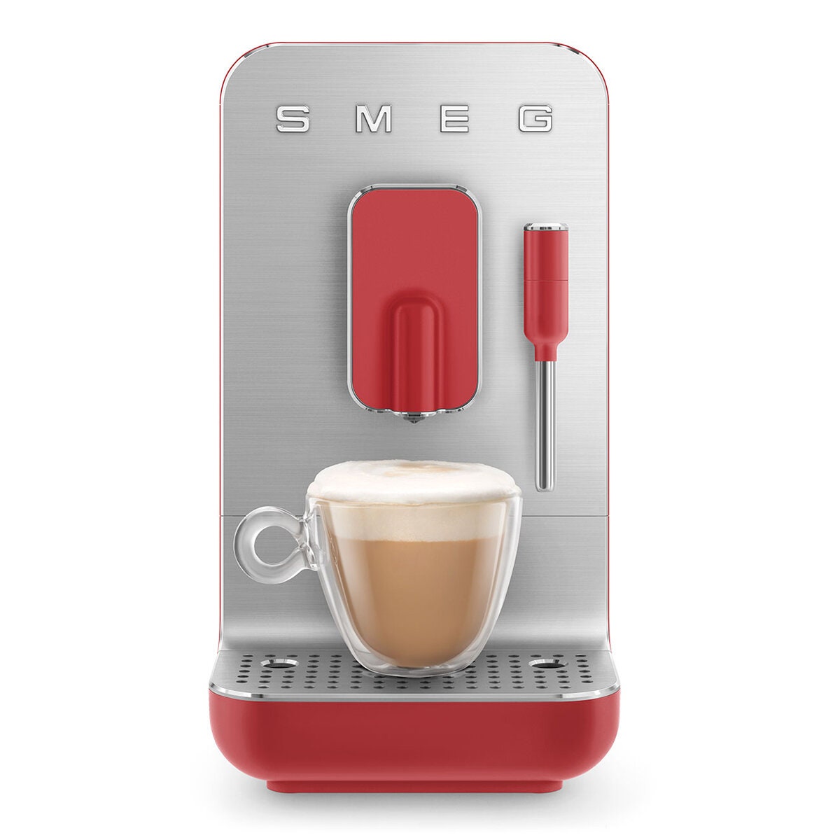 Smeg 50's Style Automatic Coffee Machine - Hot Water and Steam Dispenser, Red - BCC02RDMAU