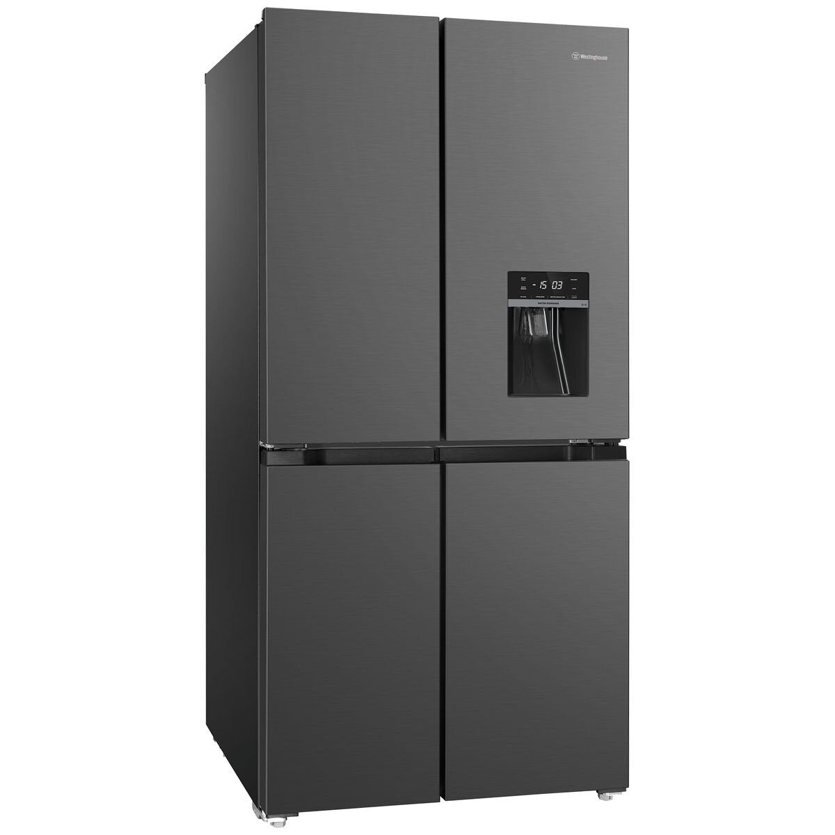 Westinghouse 492L French Door Fridge - Charcoal Matte Black, Non-Plumbed Water Dispenser, 4 Star - WQE4960BA