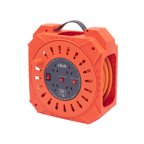 Click 20m Heavy Duty 4 Outlet Cable Reel - Orange and Grey - Safety Features - SuperSaverAU - view 1