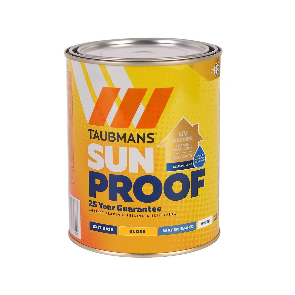 Taubmans 1L White Gloss Sunproof Exterior Paint - Water-Based - UV Protection - SuperSaverAU - view 1