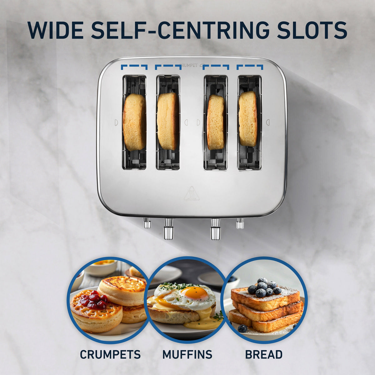Sunbeam 4 slice toaster - white with silver accents, seven browning levels, high lift lever - TAM8104WH