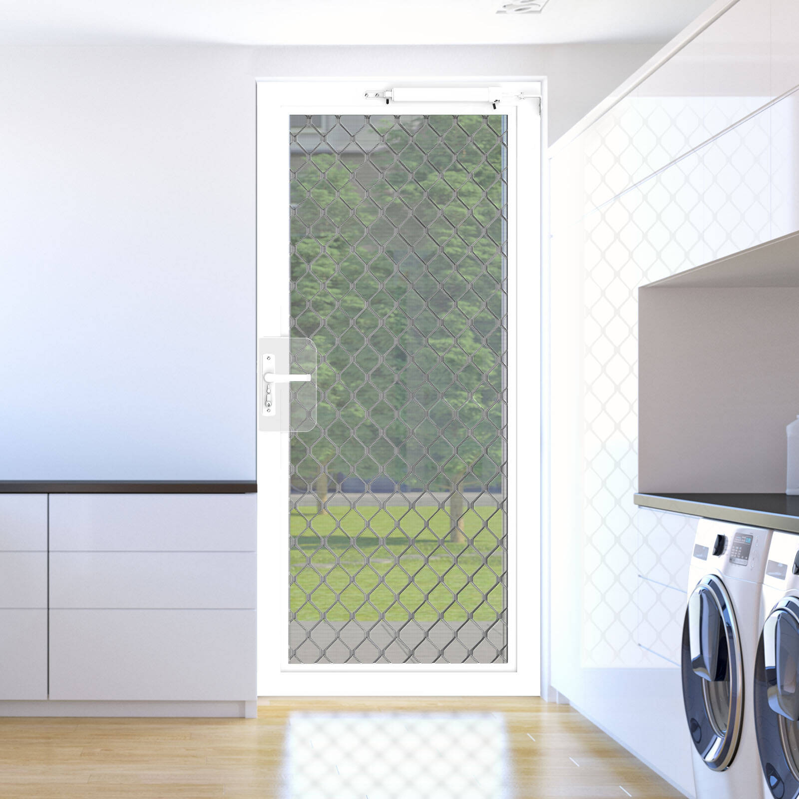 Rolltrak White Keyed Hinged Screen Door Lock Powder Coated Alloy