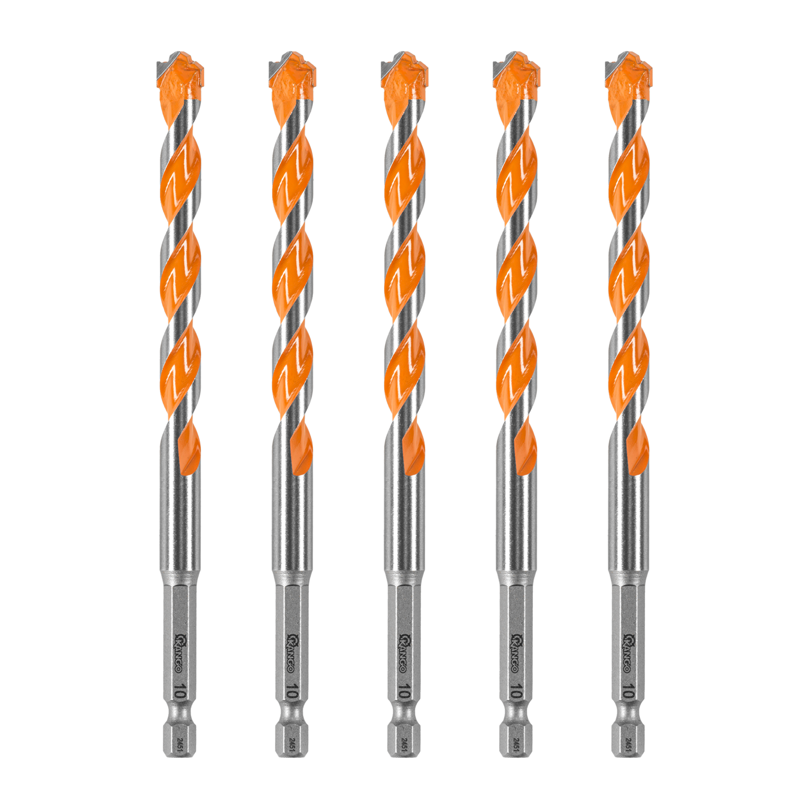 Kango 10 x 150mm Masonry Drill Bit 5 Pack - Carbide Tip, 1/4" Hex Shank