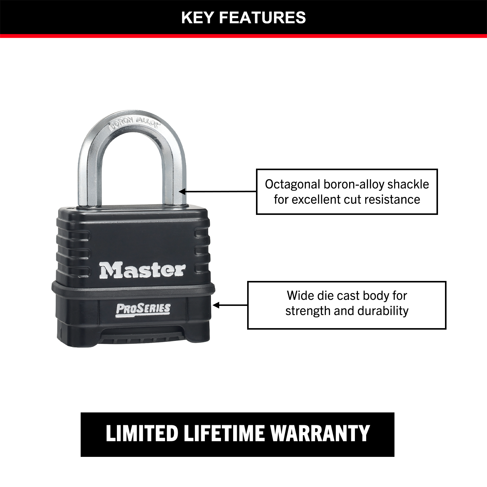 Master Lock 57mm Zinc Covered Combination Padlock Resettable