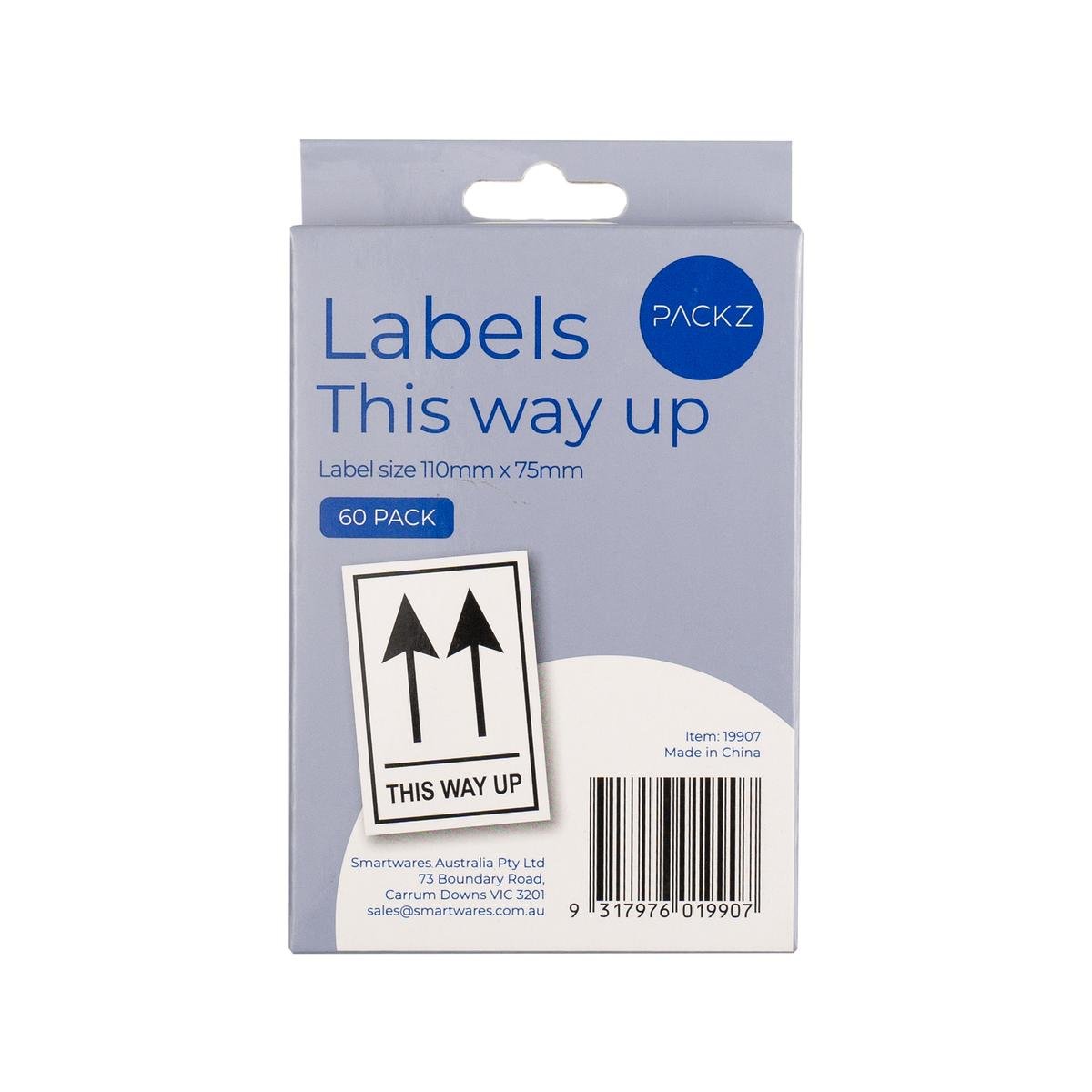 Packz This Way Up Labels 110 x 75mm, 60 Pack