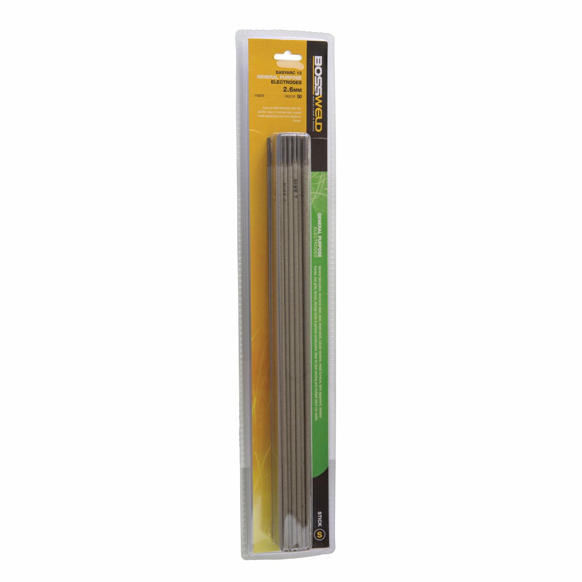 Bossweld 2.6mm General Purpose 6013 Welding Electrodes - 50 Stick All Position Pack