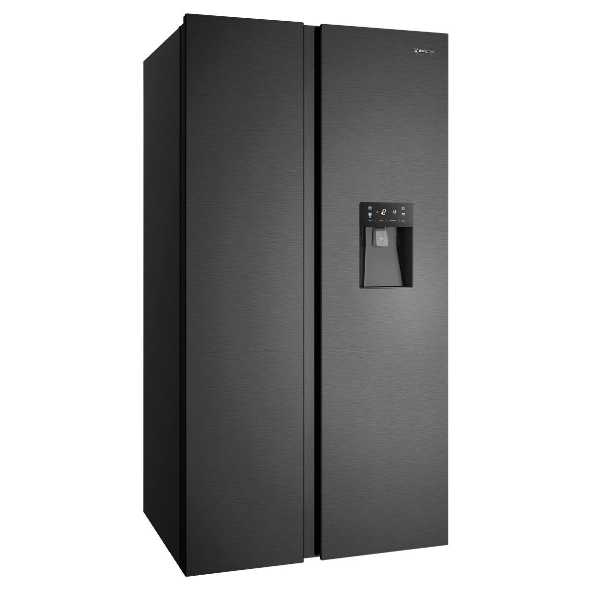 Westinghouse 619L Side by Side Fridge - Matte Black with Non-Plumbed Water Dispenser - WSE6240BB