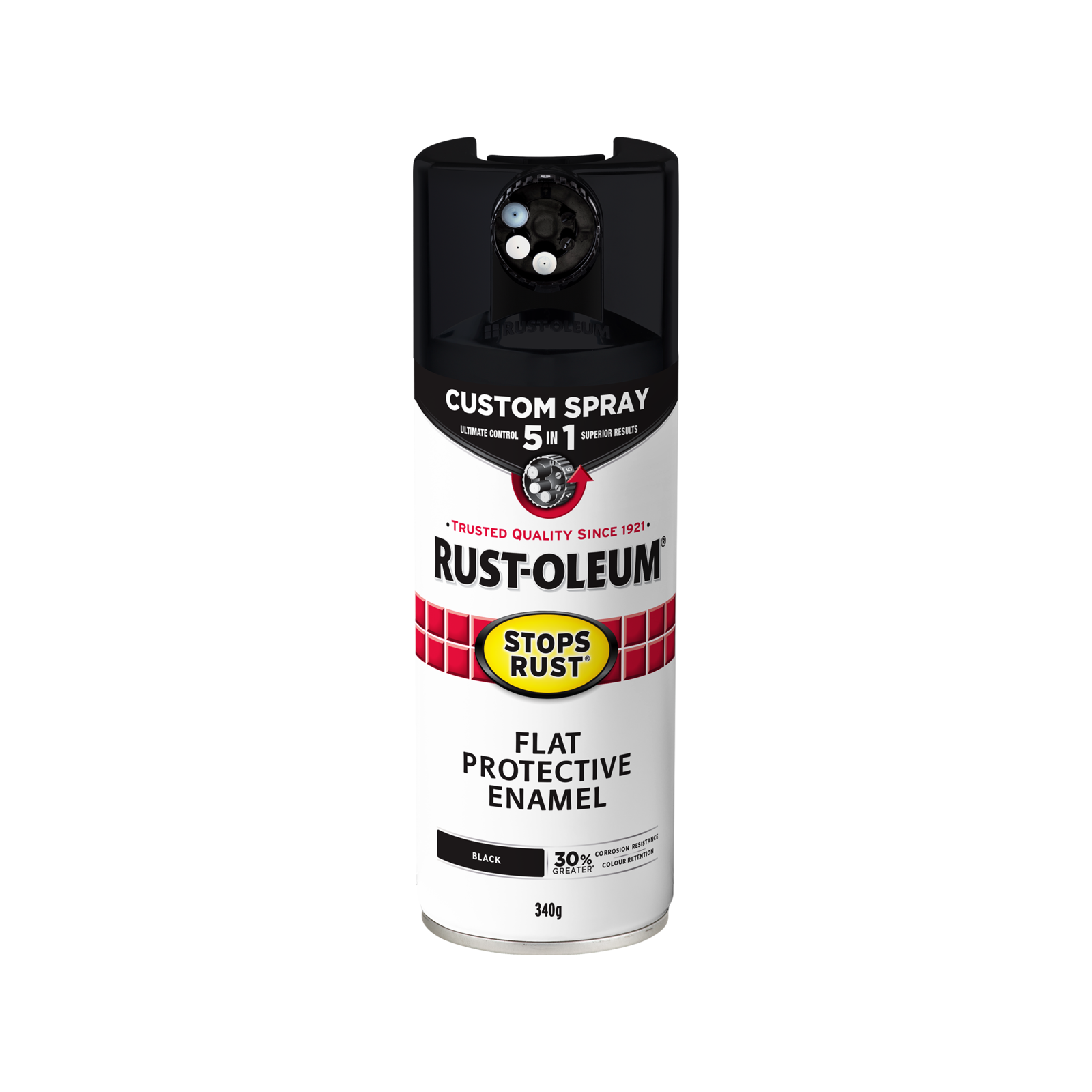 Rust-Oleum Stops Rust Custom 5 In 1 Spray Paint 340g - Flat Black Splatter-Resistant