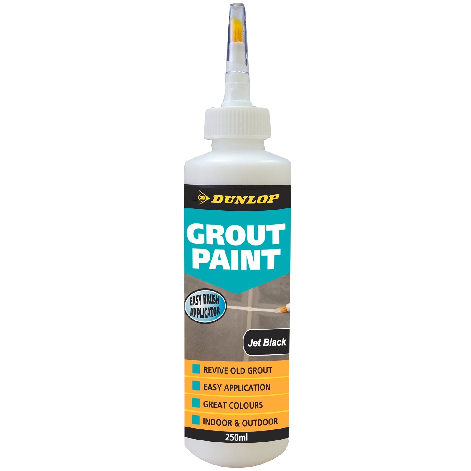 Dunlop 250ml Jet Black Grout Paint - Acrylic, Revives Old Grout
