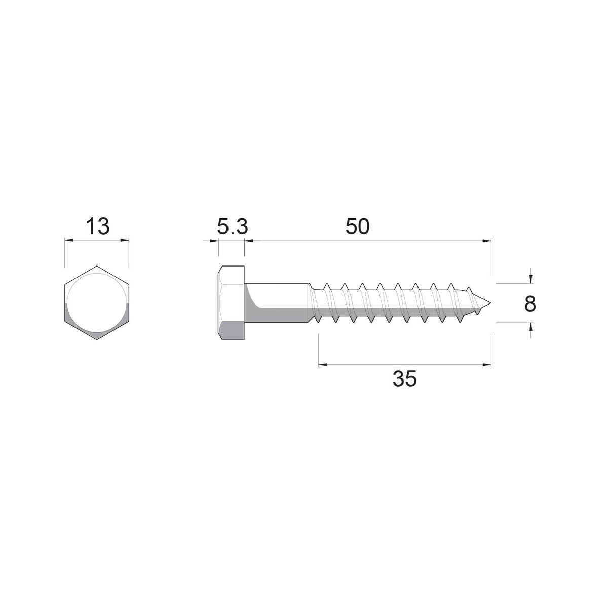 Zenith Hot Dip Galvanised Hex Head Coach Screws M8 x 50mm 25 Pack - SuperSaverAU - view 4