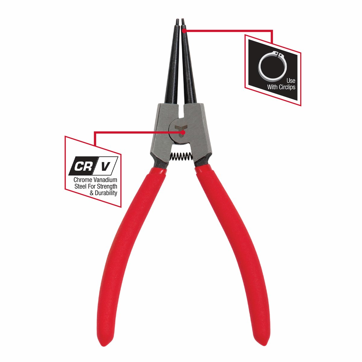 Trojan 175mm External Straight Tip Circlip Pliers CRV