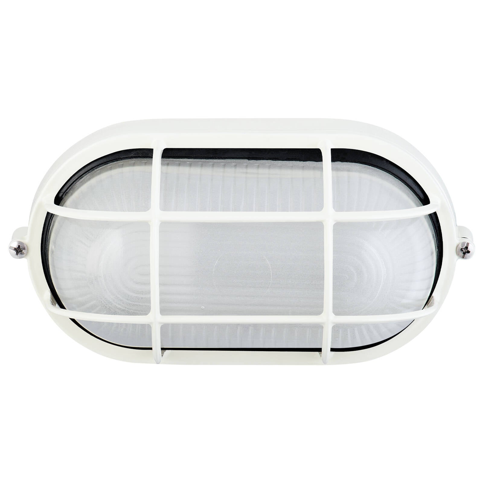 Arlec White Oval Caged Bunker Light 60W E27 Weather Resistant ABL110WH